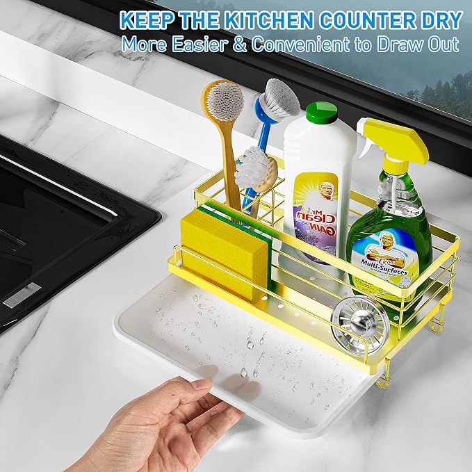 Cisily Kitchen Sink Caddy, 5.3 in Wide, 9.49 in Long, 4 Storage Spaces - Image 3