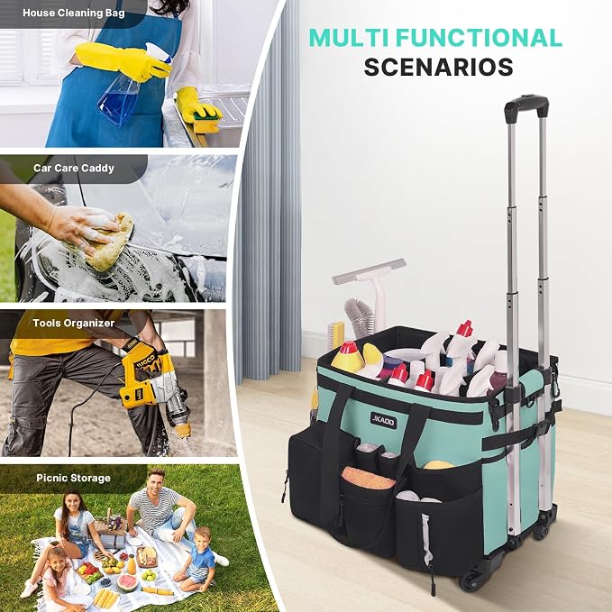 Large Rolling Cleaning Caddy Bag