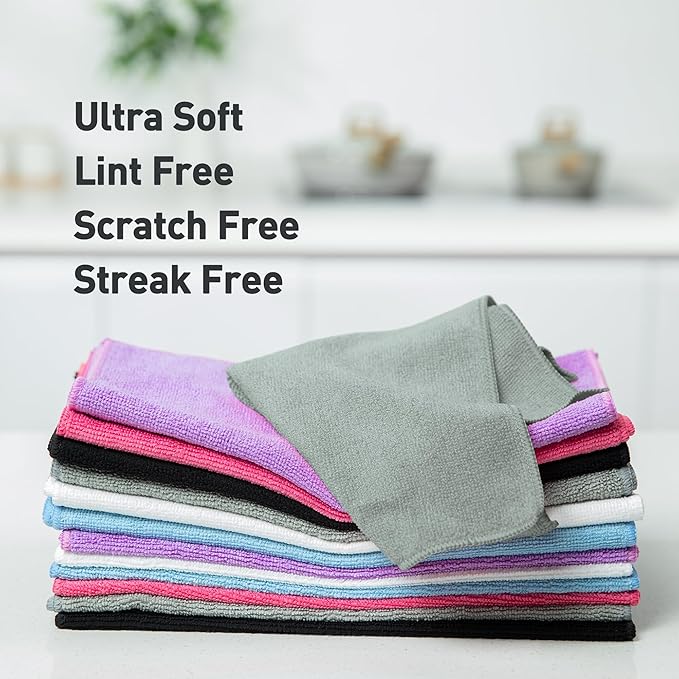 Gray Microfiber Cleaning Cloth 13"x13", Ultra Soft Absorbent Microfiber - Image 3