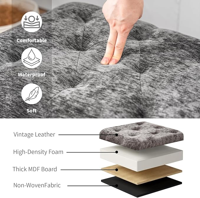 Joveco Storage Ottoman Bench, Rectangle 24" Velvet Foot Rest Stool Square - Image 7