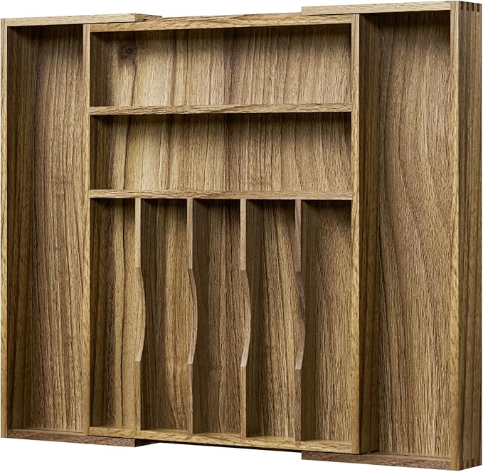 Acacia Wood Kitchen Silverware Drawer Organizer, Expandable Utensil Cutlery by KiasthomeBathroomAccessories