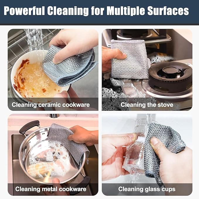 Navona 10 Pcs New Upgrade Steel Wire Dishcloth, Double-Layer Steel Wire - Image 7