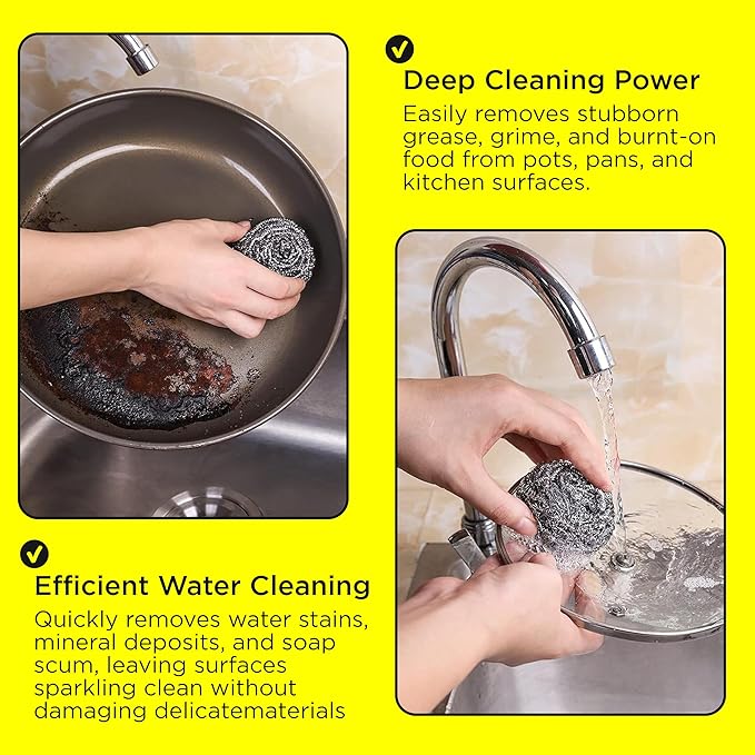 12Pcs Simba Stainless Steel Wool Scrubber Pads - Image 4