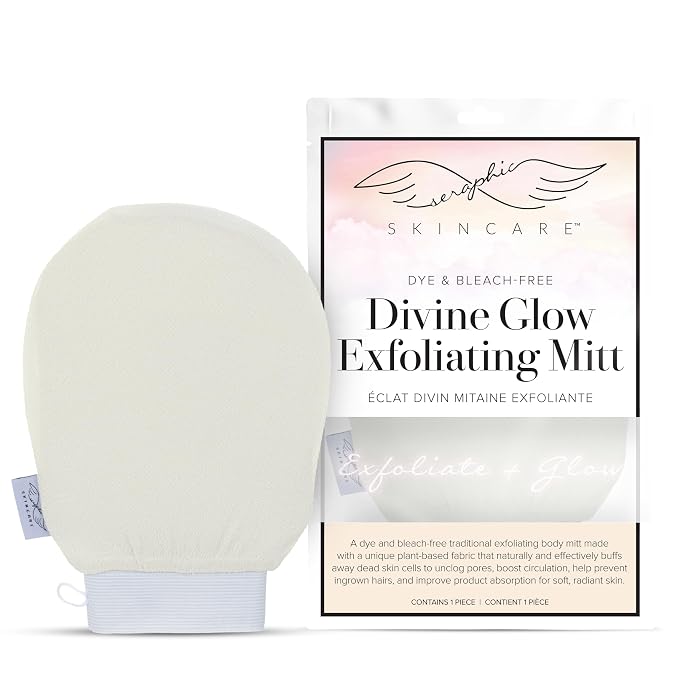 Seraphic Skincare Divine Glow Exfoliating Mitt – 100%, Bleach-Free Vegan by SeraphicSkincare