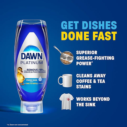 Dawn Platinum EZ-Squeeze Dish Soap, Dishwashing Liquid, Fresh Rain, 2x18oz - Image 2