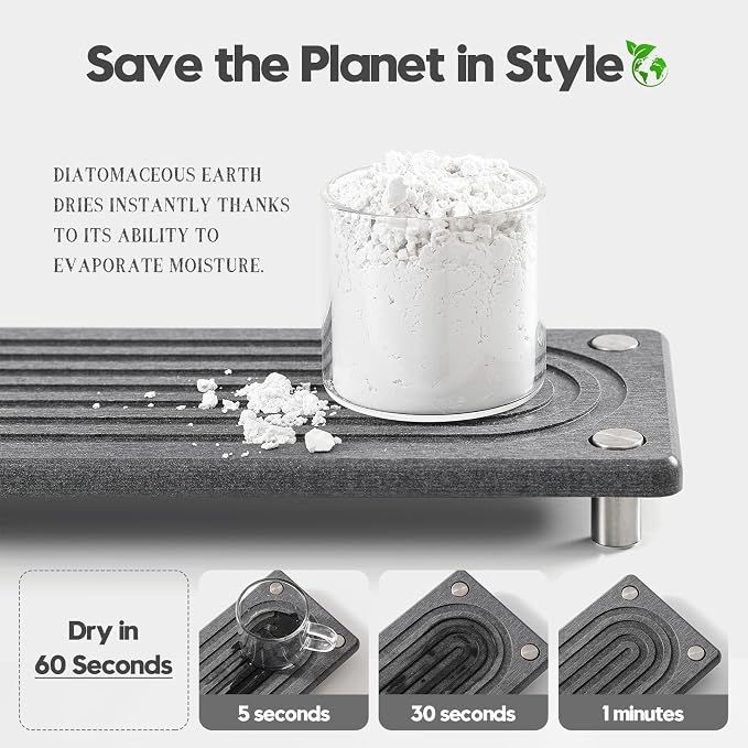 Water Absorbing Stone Sink Caddy Kitchen Sink Organizer Tray, Diatomite - Image 4