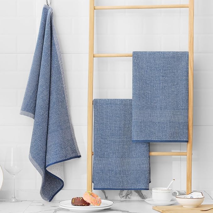 Homaxy Premium Kitchen Towels, Large Cotton Kitchen Hand Towels, Flat and Terry - Image 6