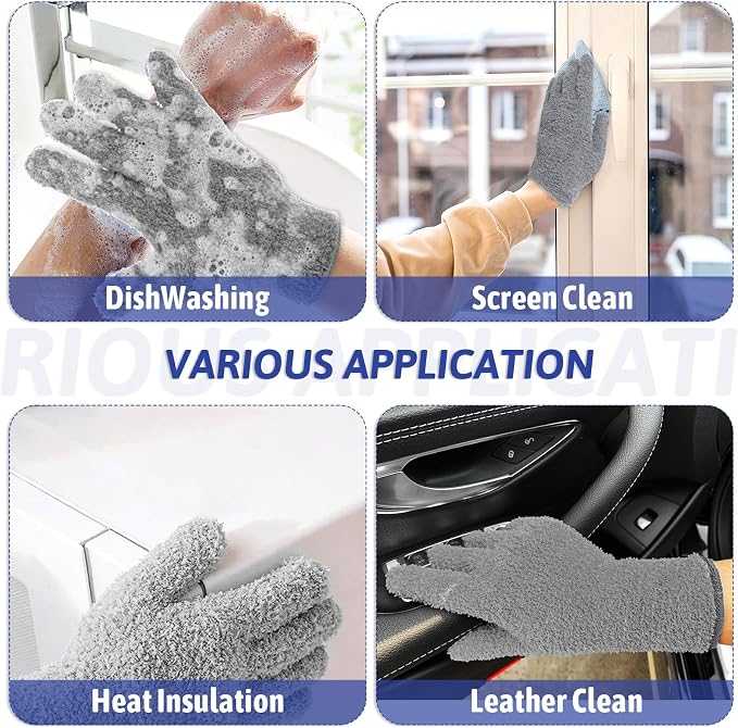 Microfiber Gloves Reusable Microfiber Dusting Gloves Washable Plant Gloves - Image 5