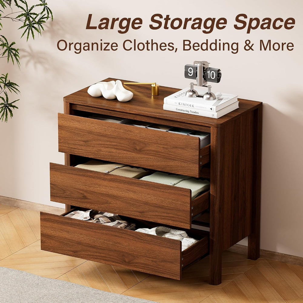 Furniway 31.5" Mid-Century Modern Dresser for Bedroom, 3 Drawer Small Ch...