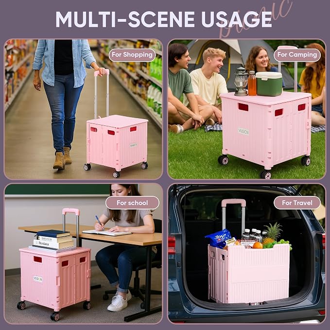 VUSIGN Folding Utility Cart, Foldable Rolling Crate Handcart - Image 8