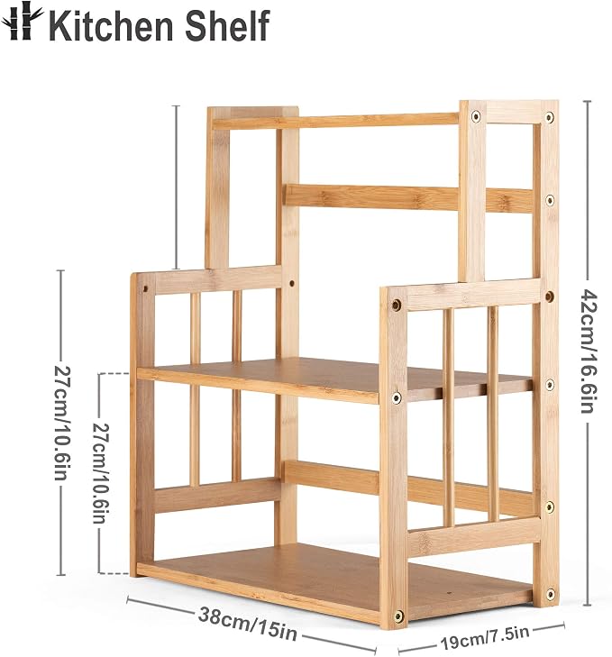 Bamboo Spice Rack Kitchen Countertop Organizer Storage Shelves-3 tier Standing - Image 5