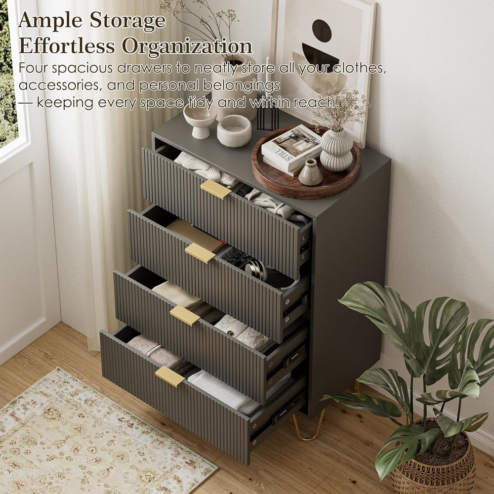 Masupu 4 Drawer Dresser, Drawer Chest, Tall Storage Dresser Chest Cabinet Org...