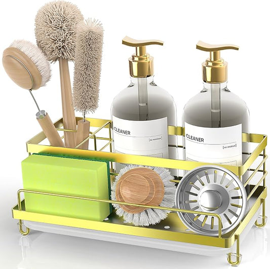 Cisily Kitchen Sink Caddy, 5.3 in Wide, 9.49 in Long, 4 Storage Spaces by CISILYHOMELIFE