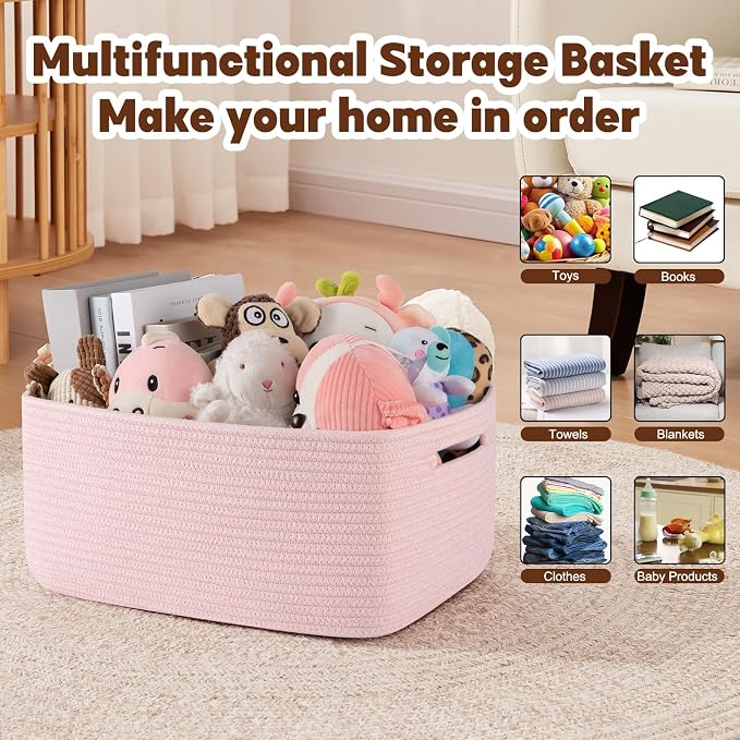 OIAHOMY Storage Basket for Shelves, Closet Cube Storage Bins Baskets for - Image 4