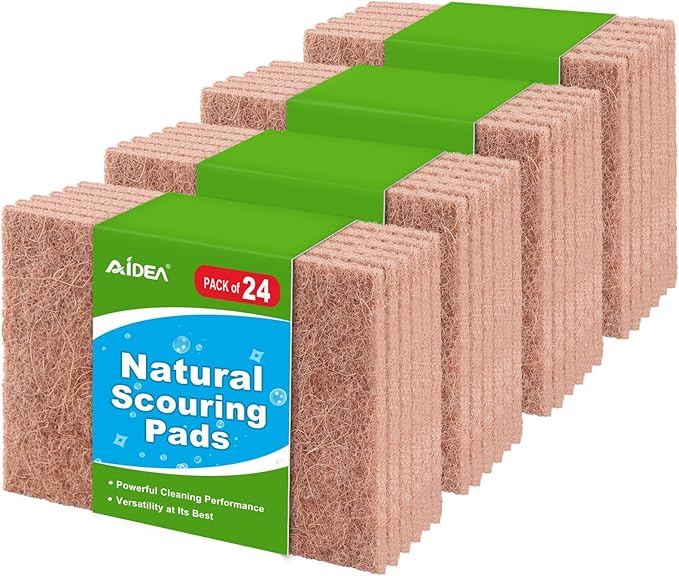 AIDEA Non-Scratch Natural Scouring Pads, Dish Scrubber Pads by AIDEAHOME