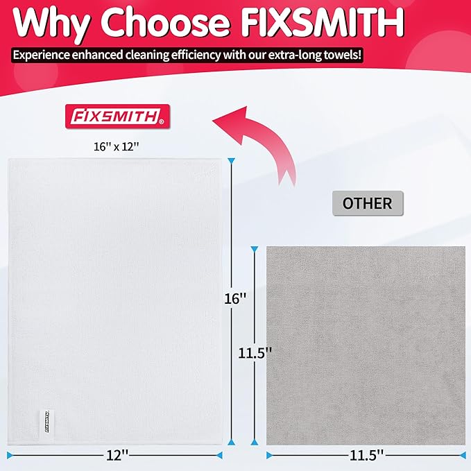 FIXSMITH White Microfiber Cleaning Cloth -Pack of 8, Highly Absorbent Cleaning - Image 2