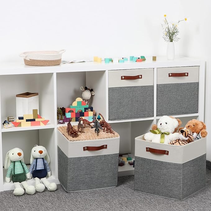 Temary 13x13 Storage Cubes 4 Pack Fabric Cube Storage Bins Large Storage Baskets - Image 5