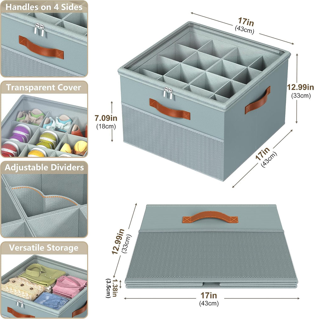 Shoe Organizer for Closet,2 Pack Foldable Shoe Storage Organizer Box Bin with...