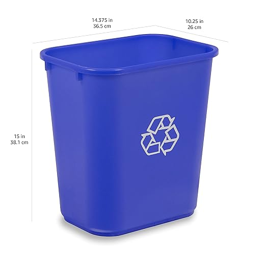 Amazon Basics Rectangular Commercial Office Wastebasket, w/Recycle Logo - Image 3