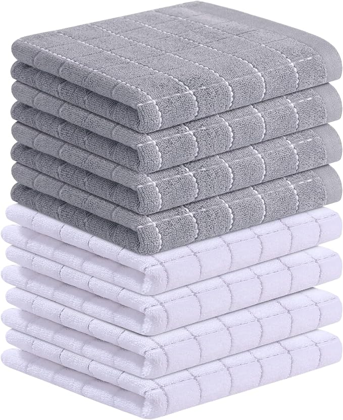 Homaxy 100% Cotton Terry Kitchen Towels, Checkered Designed, Soft and Super by Homaxy