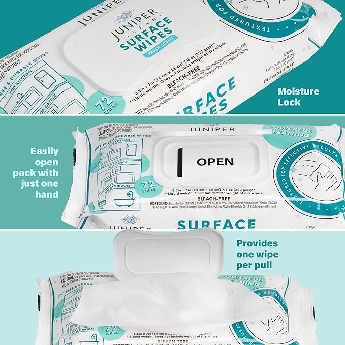6 Pack Surface Cleaning Wipes Bleach Free, All-Purpose Cleaner - Image 4