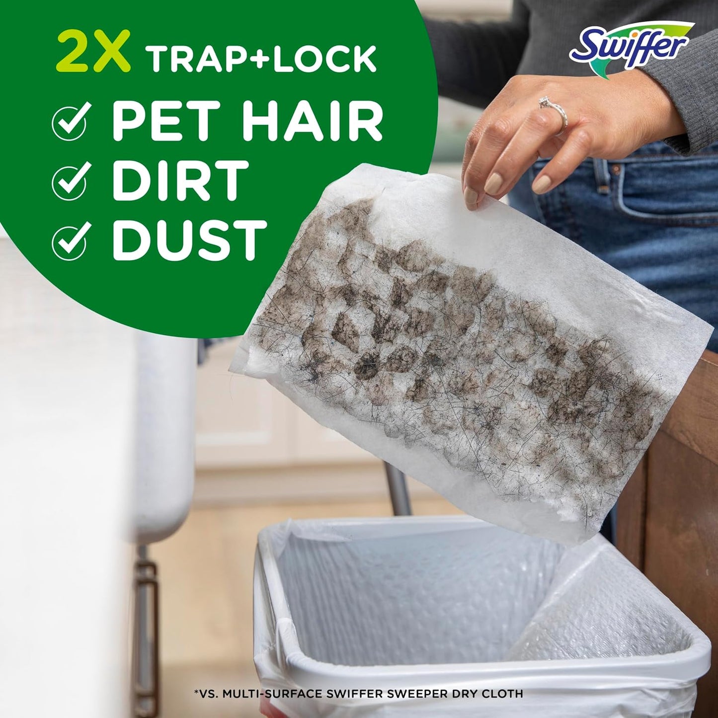 Sweep + Mop, Dry Pads Refill, Floor Cleaner for Dirt, Dust, Hair, Cleaning Cloths for Mopping Home, Bathroom, Kitchen, All Purpose Multi-Surface Floor Wipes, Heavy Duty, Pet, 32 Count (Pack of 2)