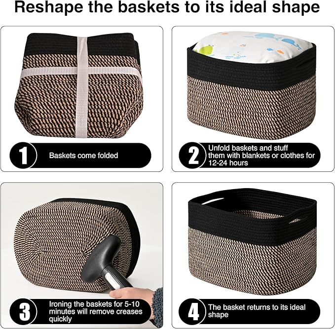 Storage Baskets for Shelves Organizing, Woven Cotton Rope Baskets for Storage - Image 7