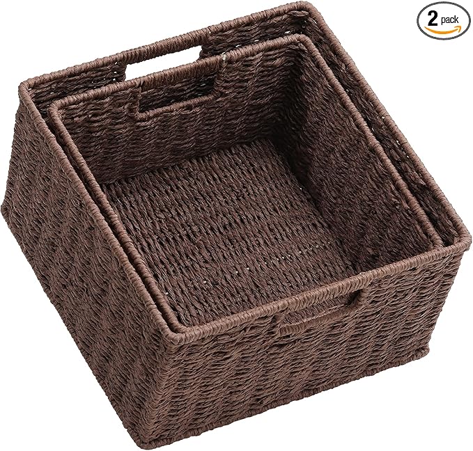 HOONEX Storage Baskets for Organizing, Decorative Round Paper Rope Woven by HOONEX