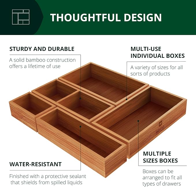 ROYAL CRAFT WOOD Premium Carbonized Bamboo Sticky Note Holder – Elegant & - Image 3