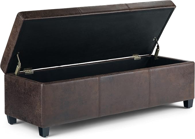 SIMPLIHOME Avalon 48 inch Wide Contemporary Rectangle Storage Ottoman Bench in - Image 5