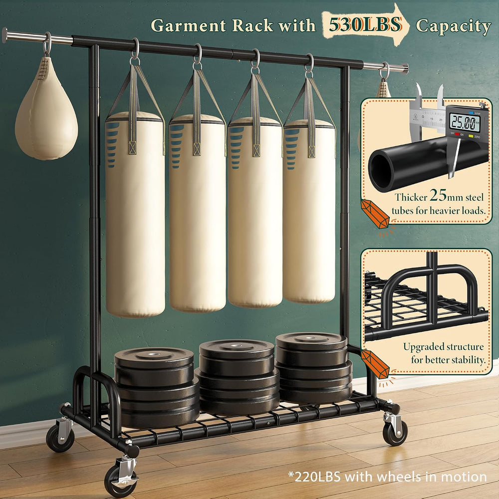 Raybee Clothes Rack, 530LBS Heavy Duty, Space-Saving Storage, Black
