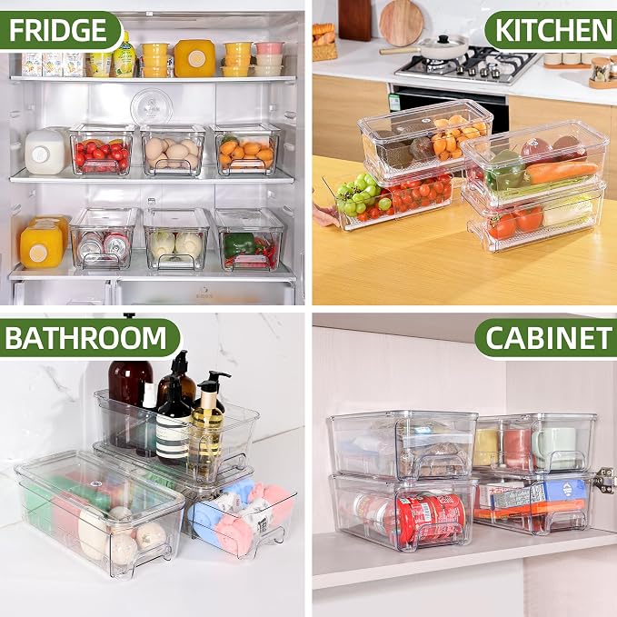 4 Pack Fridge Organizer Drawers, Stackable Pantry Organizers and Storage - Image 7