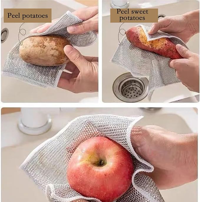 10PCS Double Wet and Dry Wire Dishcloth, Stainless Steel Scrubber, Non-Scratch - Image 4