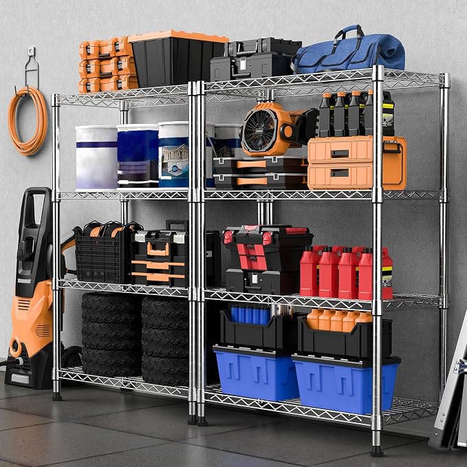 1000 lbs Storage Shelving Steel Heavy Duty 4-Tier Utility Shelving Unit Steel - Image 7
