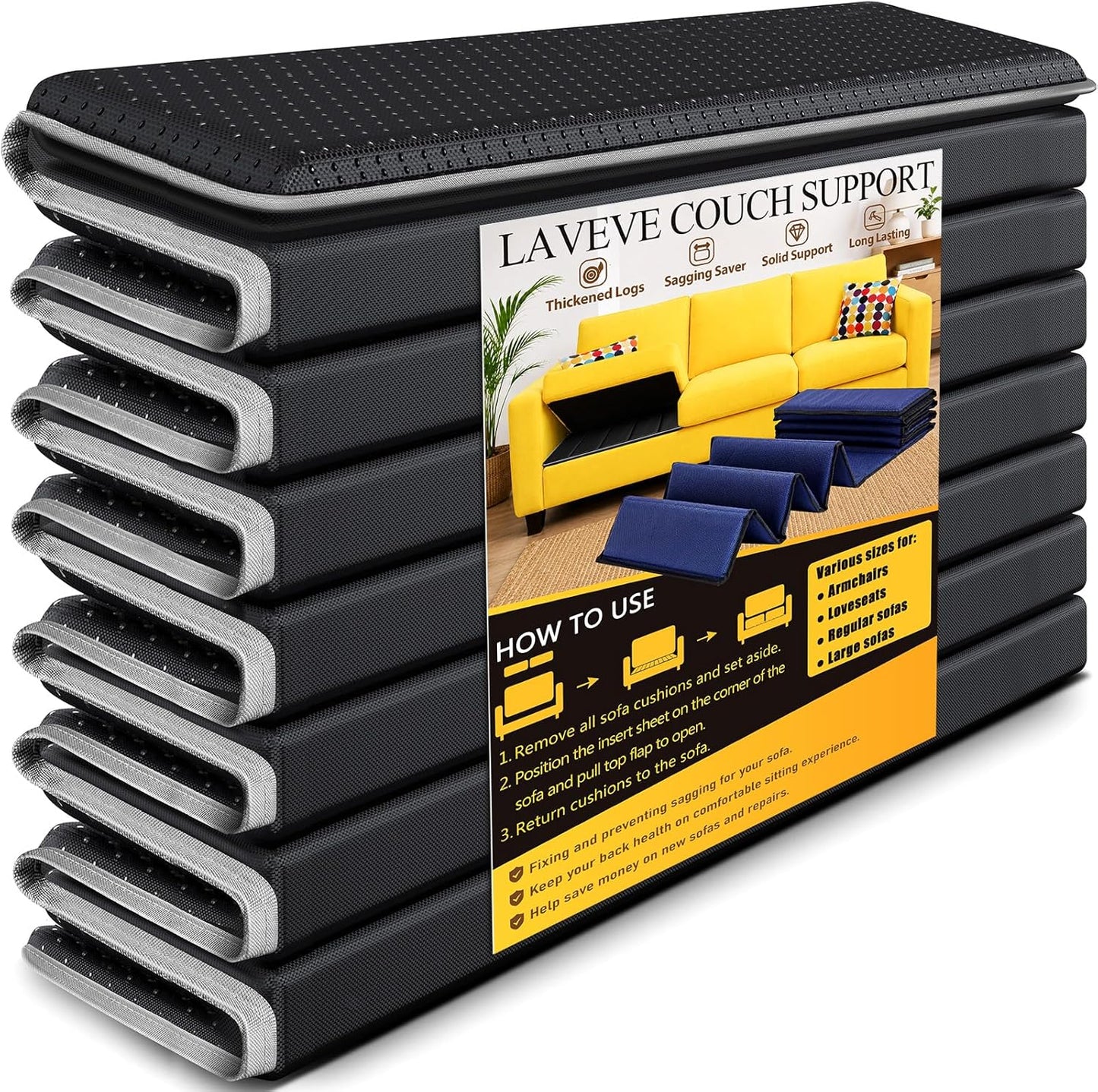 LAVEVE Heavy Duty Couch Cushion Support Board for Sagging Sofa, 21.5''x70'' Extra Thick Solid Wood Under Couch Insert with Anti-Slip Dots, Repair Sagging Spring Sofa and Replace Worn Cushions