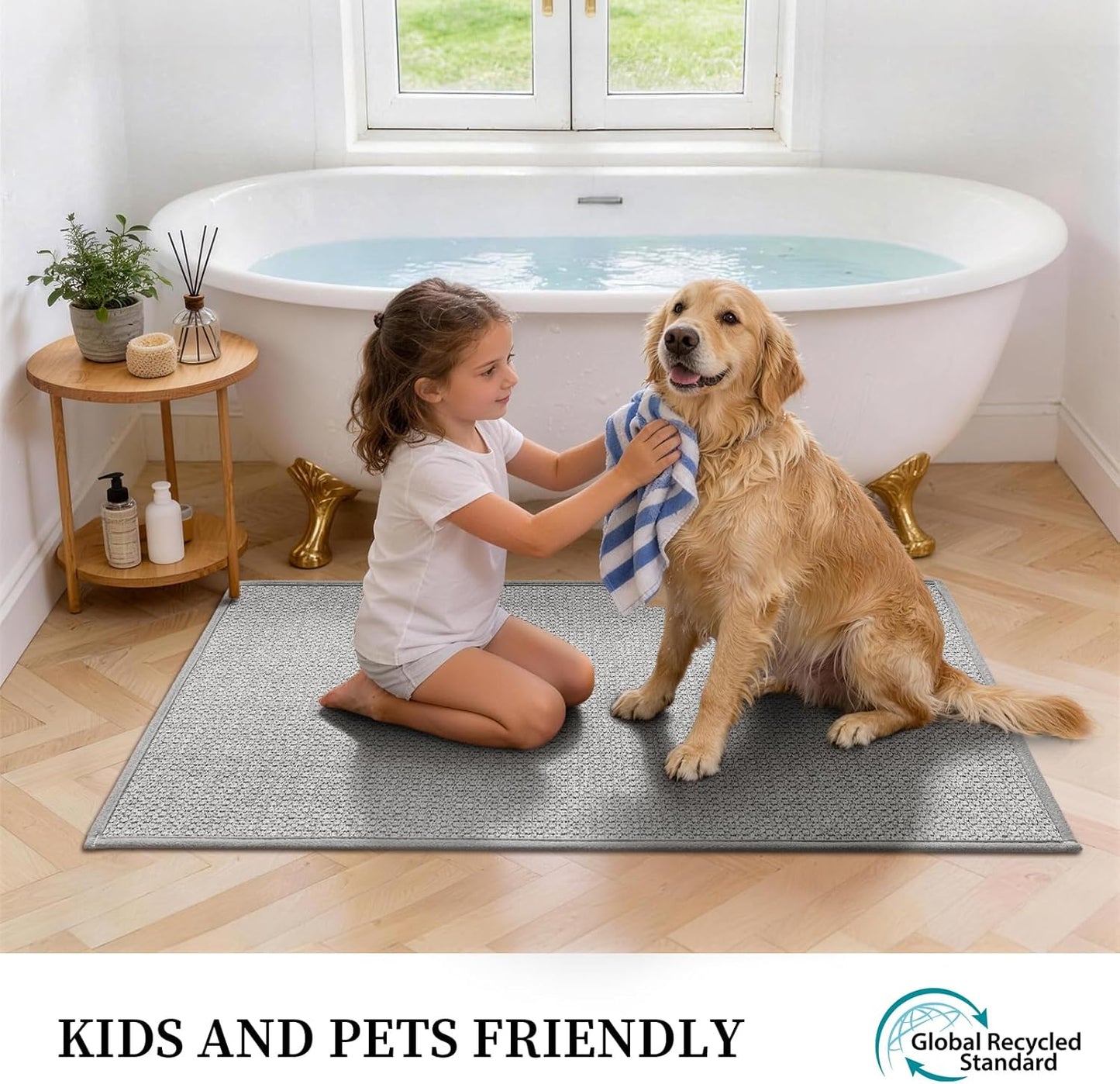 YIHOUSE Gray Bathroom Rugs Sets 3 Piece, Quick Dry Thin Bath Mat with Toilet Rug, Non Slip Absorbent Machine Washable, Bath Runner Rugs for Bathtub Sink Home Decor