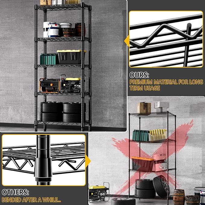 1250 lbs 5 Tier Shelf Metal Storage Shelves Wire Rack Closet Organizers - Image 6