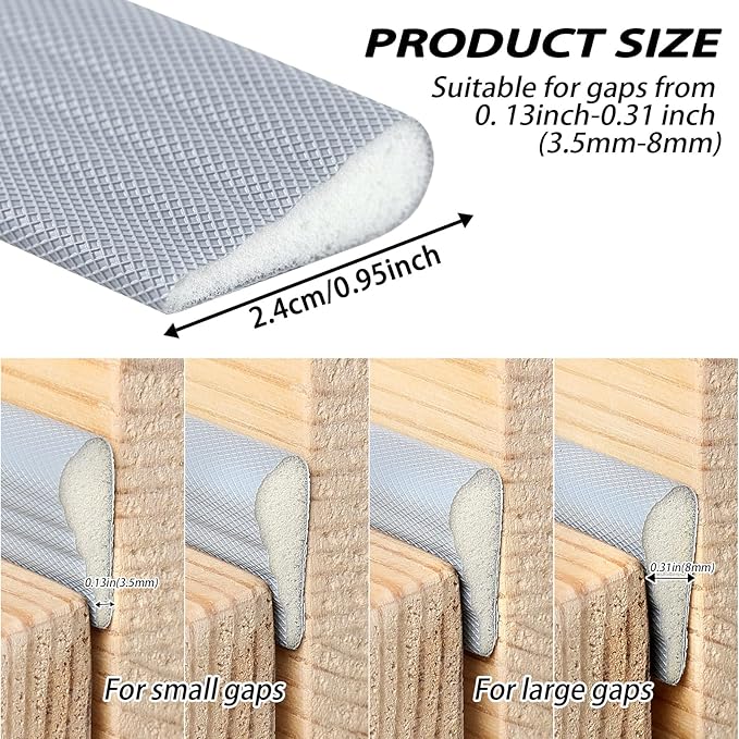 QDiShi 118" Wedge-Shape Weather Stripping Door Seal Weatherproof Foam Seals - Image 4