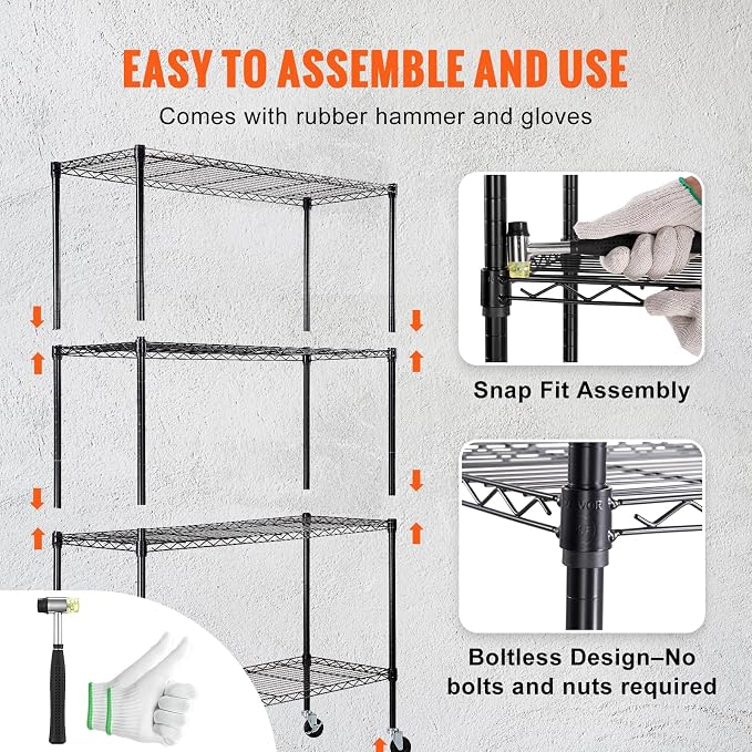 VEVOR Storage Shelving Unit, 4-Tier Adjustable Storage Shelves, Metal Shelves - Image 6