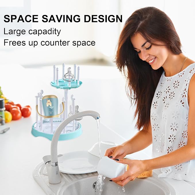 Baby Bottle Drying Rack, Double-Layer Bottle Drying Rack, Hold Up to 16 Baby - Image 3