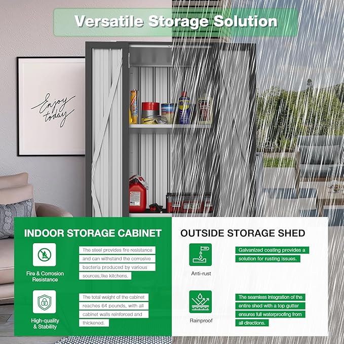 AECOJOY Outdoor Storage Cabinet, Outdoor Cabinets Waterproof - Image 2