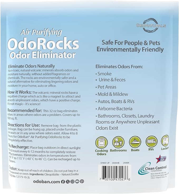 OdoBan Air Purifying OdoRocks Natural Odor Eliminator Made from Natural - Image 2