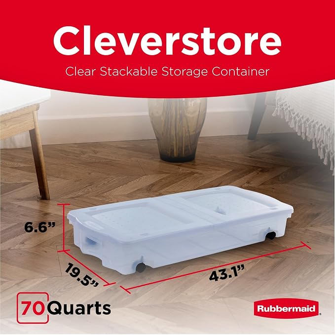 Rubbermaid 70 Quart Under the Bed Low Profile Storage Boxes - Image 2