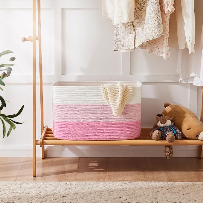 Blanket Basket, Rectangle Woven Baskets - Image 4