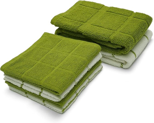 100% Cotton Terry Dish Cloth & Dish Towel, 6 Pack, Super Soft and Absorbent by Ecotribe