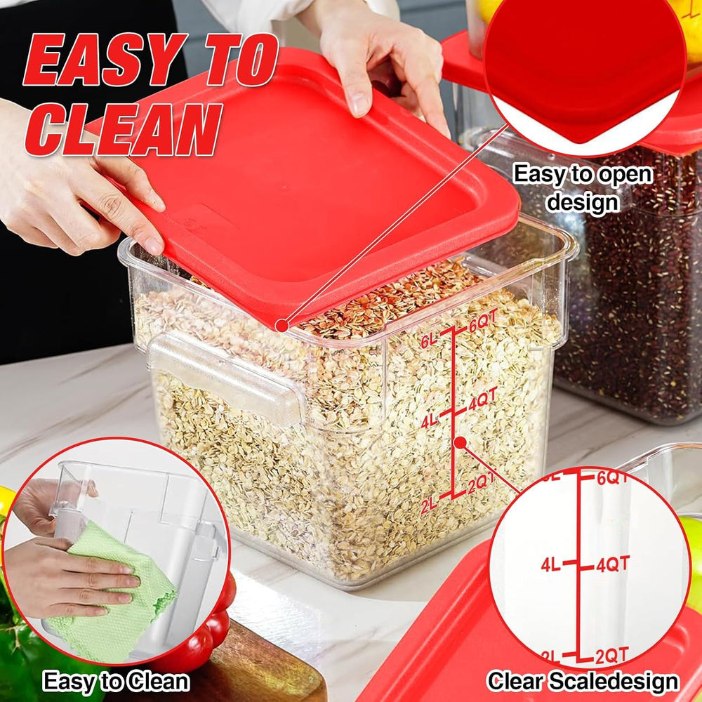 2 Pack Square Food Storage Container With Lid,2-12 Quart Commercial Storage B...