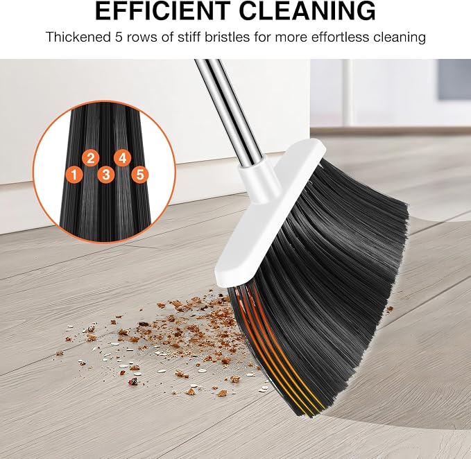 NACENA Broom and Dustpan Set, 52-in Long Adjustable Handle Broom Dustpan Combo - Image 6