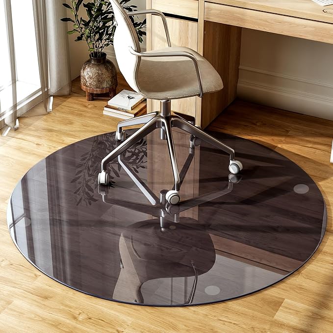 GLSLAND Round Tempered Glass Floor Mat by GLSLAND