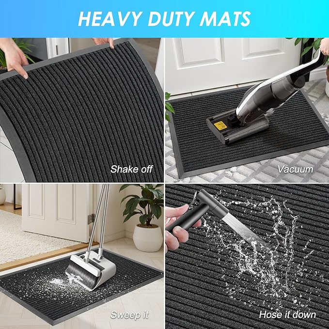 Vicwe Front Door Mat Indoor Outdoor Entrance, Low Profile, Easy Clean Entryway - Image 4
