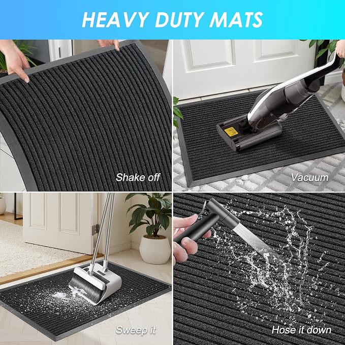 Vicwe Front Door Mat Indoor Outdoor Entrance, Low Profile, Easy Clean Entryway - Image 4
